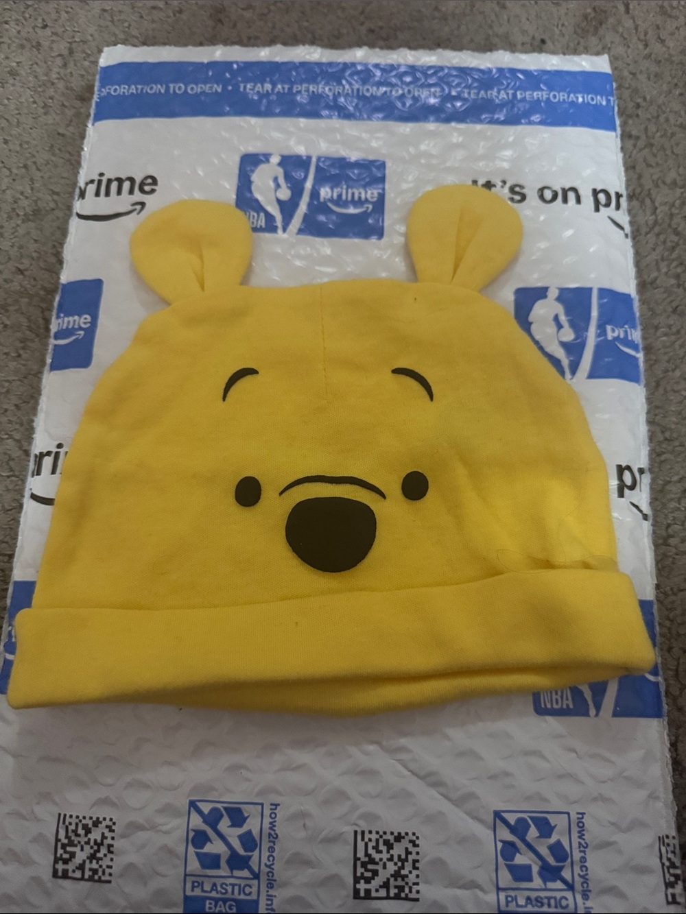 Yellow Winnie the Pooh Baby Hat with Ears - Kids Accessories